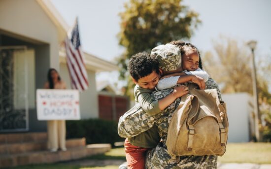 emotional reunion military dad and kids