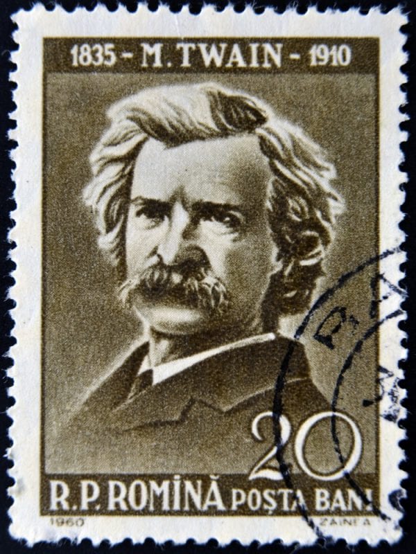 Postage stamp, author of books Mark Twain 