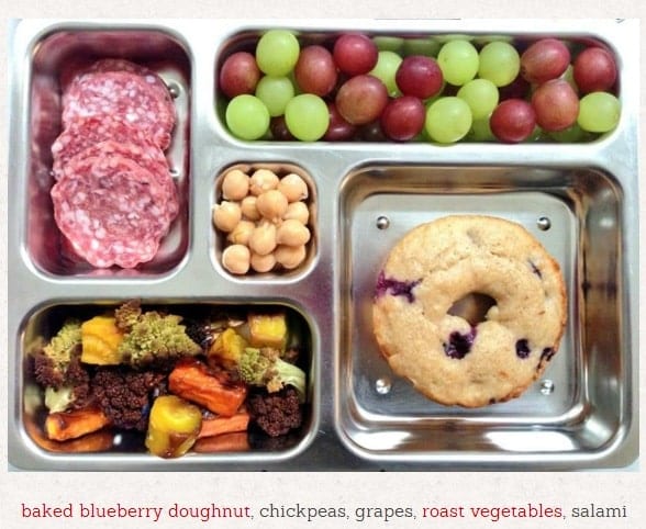 Compartmentalized tray for school lunches, various foods