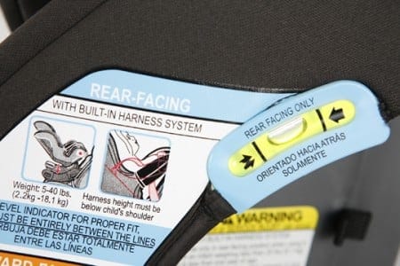 car seat installation, Angle Indicator 