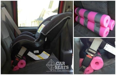 car seat installation, proper angle for rear facing seat with pool noodles