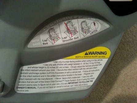 infant seat label