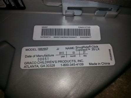 manufacture date, car seat