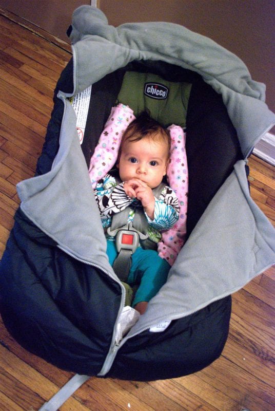  “Shower cap” style car seat cover (photo credit: Sara Adina Baker)