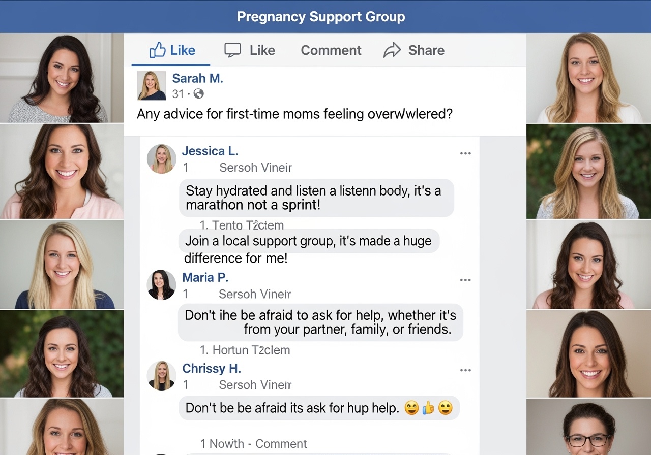 Pregnancy forum on facebook social media equivalent of Dr. Google, with women weighing in on their experiences and asking questions