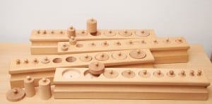 Montessori materials, control of error, cylinder blocks