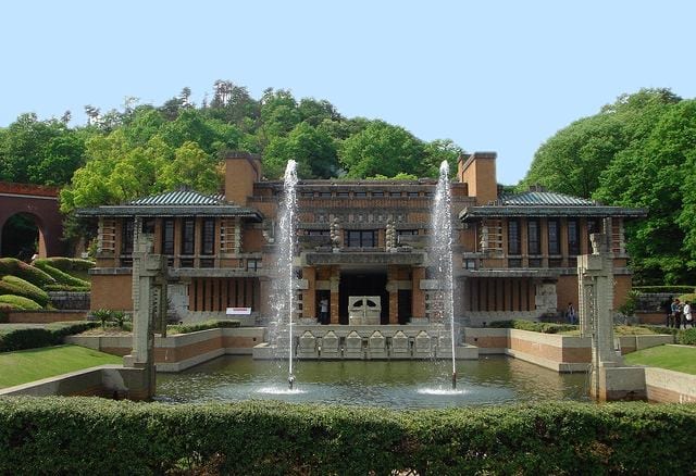 The earthquake-proof Imperial Hotel, Tokyo, designed by Frank Lloyd Wright. The foundation of the building was John Lloyd Wright's inspiration for creating Lincoln Logs. (photo credit: Incredible Art Department)