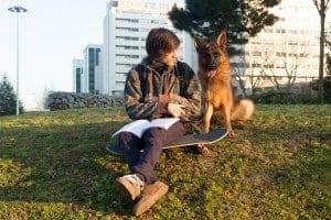 teenager skateboarding in the park