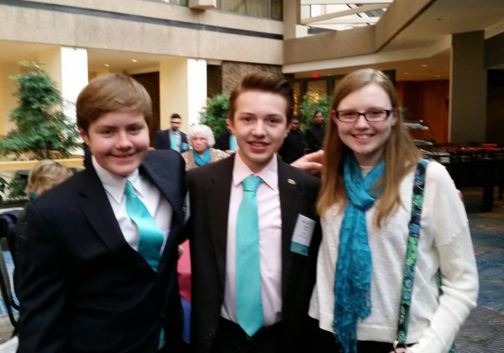 Tommy at the Youth Ambassador training conference in DC with fellow Tourette Youth Ambassadors: Reese Wilson, Texas on the left and Emily Shelby, Wisconsin on the right 