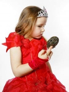 Girl looking in mirror, bulimia, fairy princess, self-image