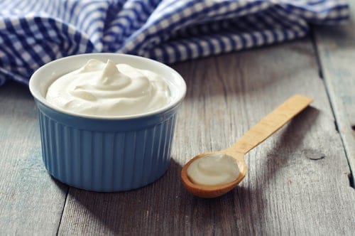 Greek yogurt: it's creamy and so good with maple syrup.