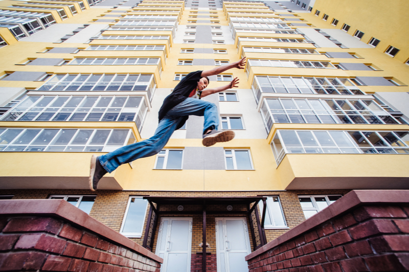 teen jumps from one building to another