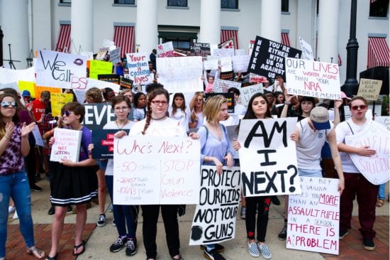 Teens protest the Parkland, Florida mass shooting in Tallahassee