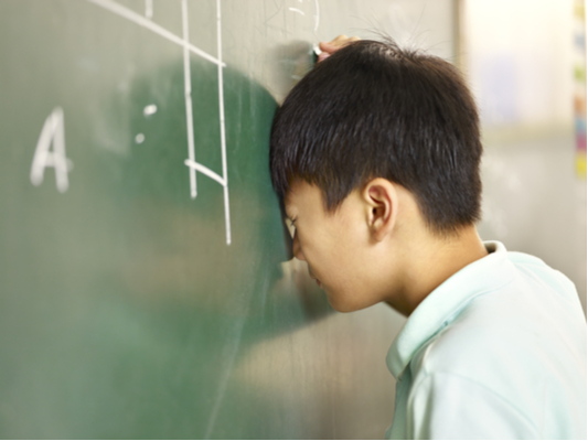 Math frustration boy with dyscalculia 