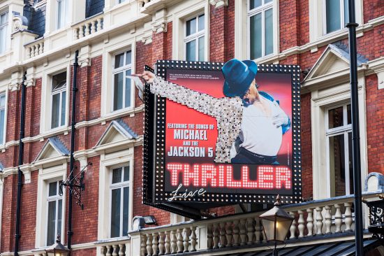 Sign for Thriller, a London show, which has lost its backing since Leaving Neverland, the documentary