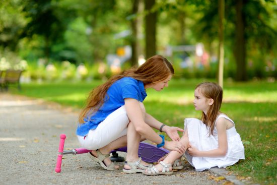 babysitter knows what to do when girl falls off scooter, gets hurt