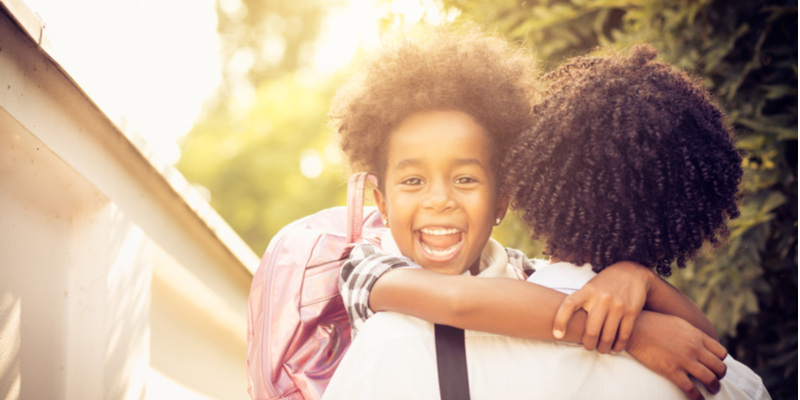 Back to School Hug black father child