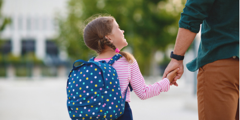 First day back at school Father Little Girl 