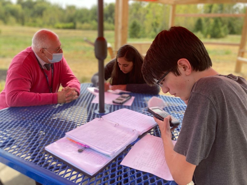 Classroom out of doors for in-person learning at International School of Indiana