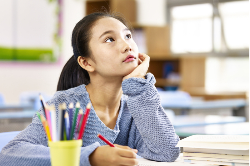 Learning to Solve Problems Girl shows resilience in relying on her own devices learning at home