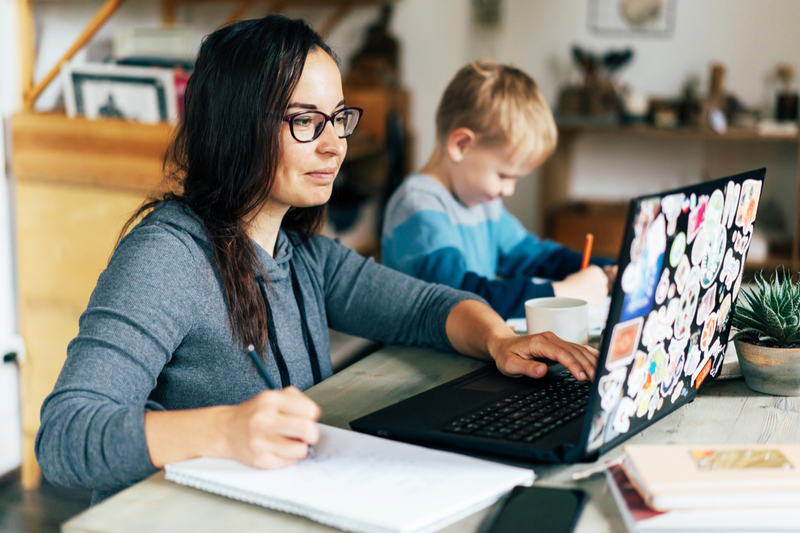  Working side by side at home