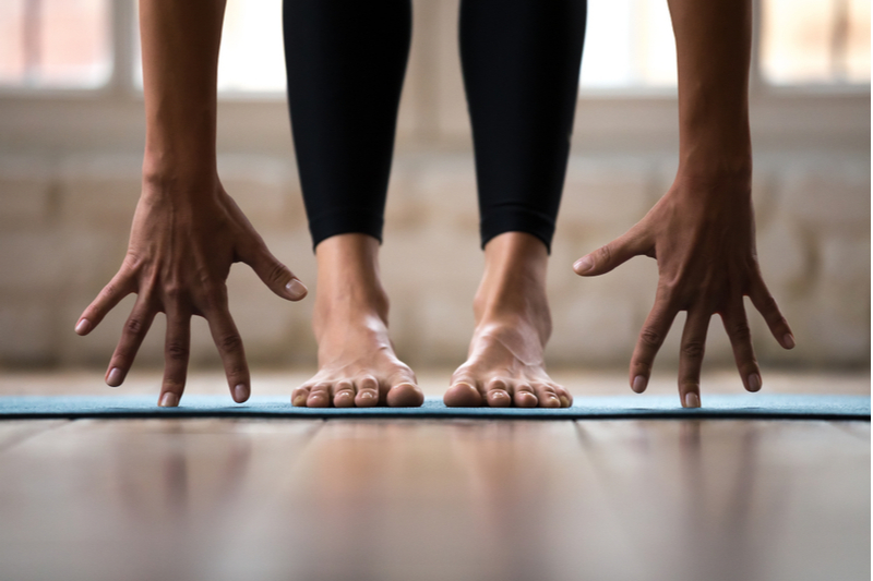 Standing Forward Bend Pose Uttanasana yoga pose from calf down