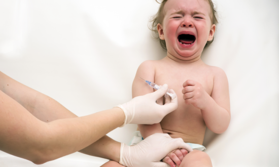 Child cries during vaccination