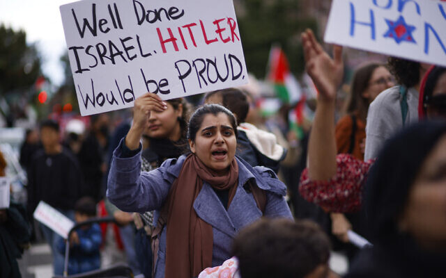 campus protest sign: Well Done Israel. Hitler would be Proud