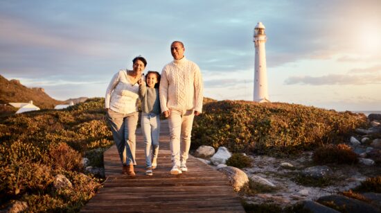 lighthouse mother smiling toddler